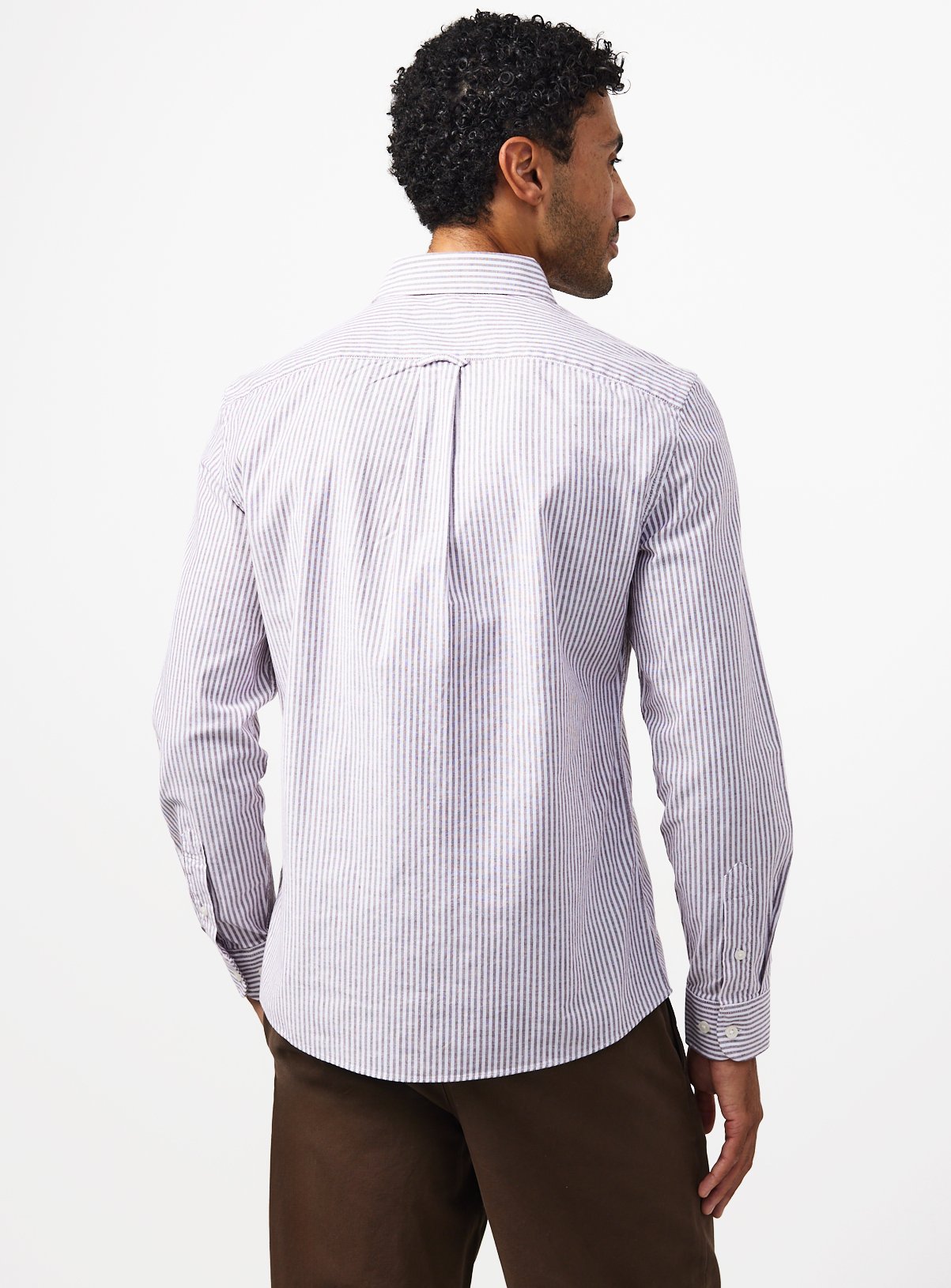 Dark Red Ticking Stripe Oxford Slim Fit Shirt XL - Image 5 thumbnail